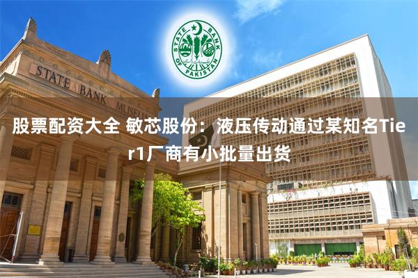 股票配资大全 敏芯股份：液压传动通过某知名Tier1厂商有小批量出货