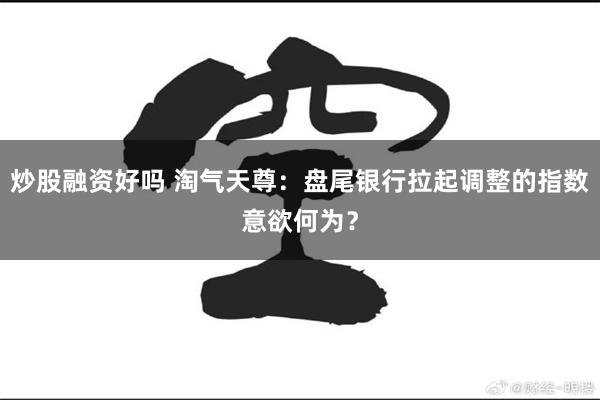 炒股融资好吗 淘气天尊：盘尾银行拉起调整的指数意欲何为？